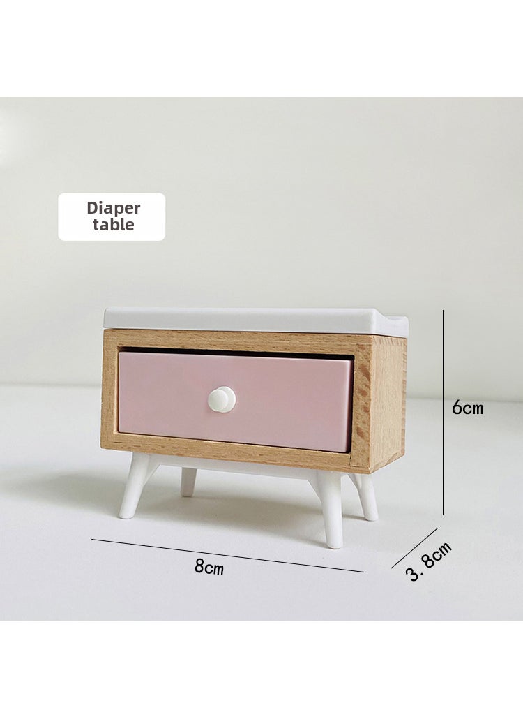 Miniature Dollhouse Furniture Playset Toy Lotus color diaper table 
