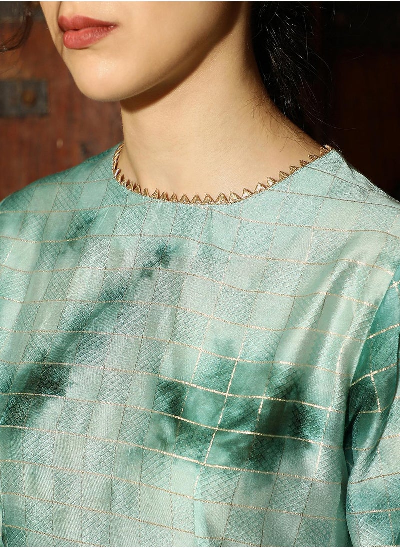  قصة - Women's Forest Green Tie-Dye Kurta With Trousers - Image 1