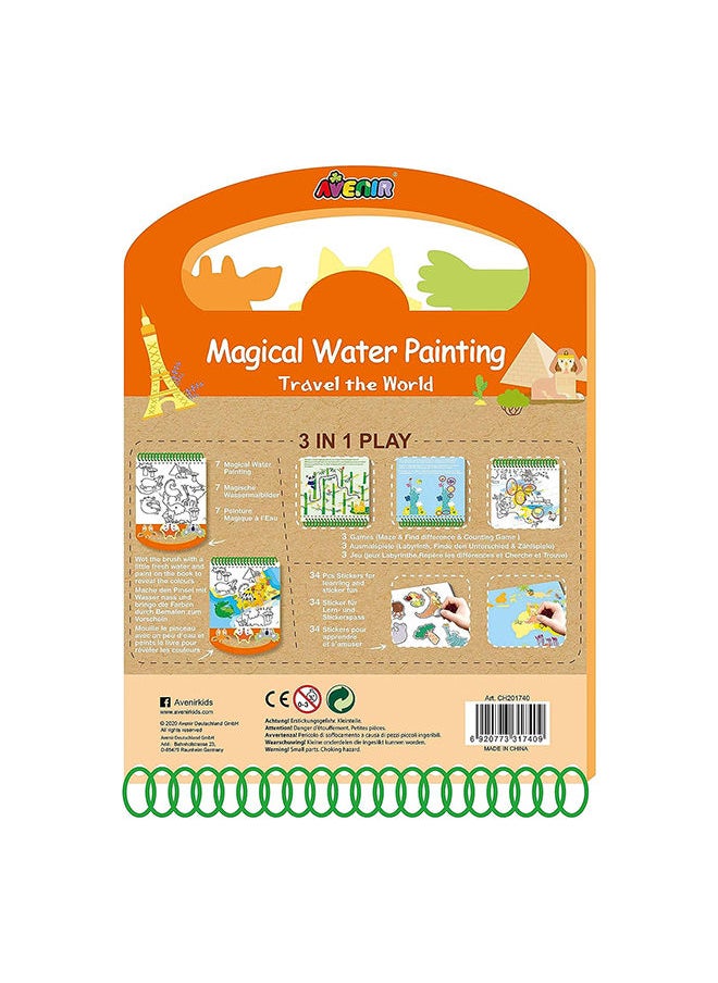 Avenir Magical Water Painting Travel the World on-the-go Coloring Activity Book for Endless Fun and Creativity, 3-in-1 Play Coloring, Games & Stickers Ideal Gift for Kids 3+  - Image 3