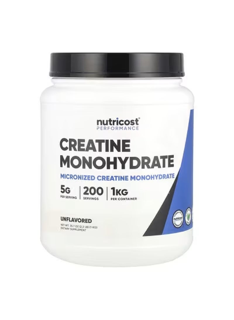 Nutricost Performance, Creatine Monohydrate, Unflavored , 2.2 lb (1 kg)