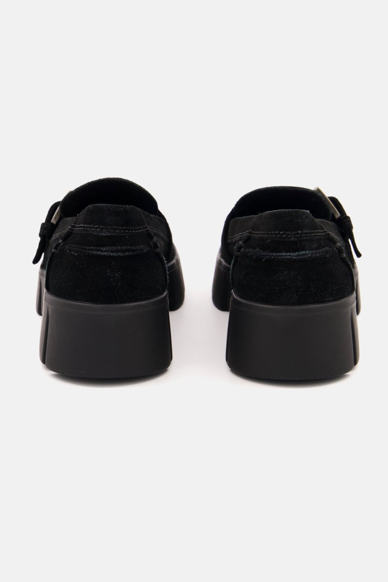 GEOX Women Adjustable Buckle Suede Casual Shoes, Black - Image 4