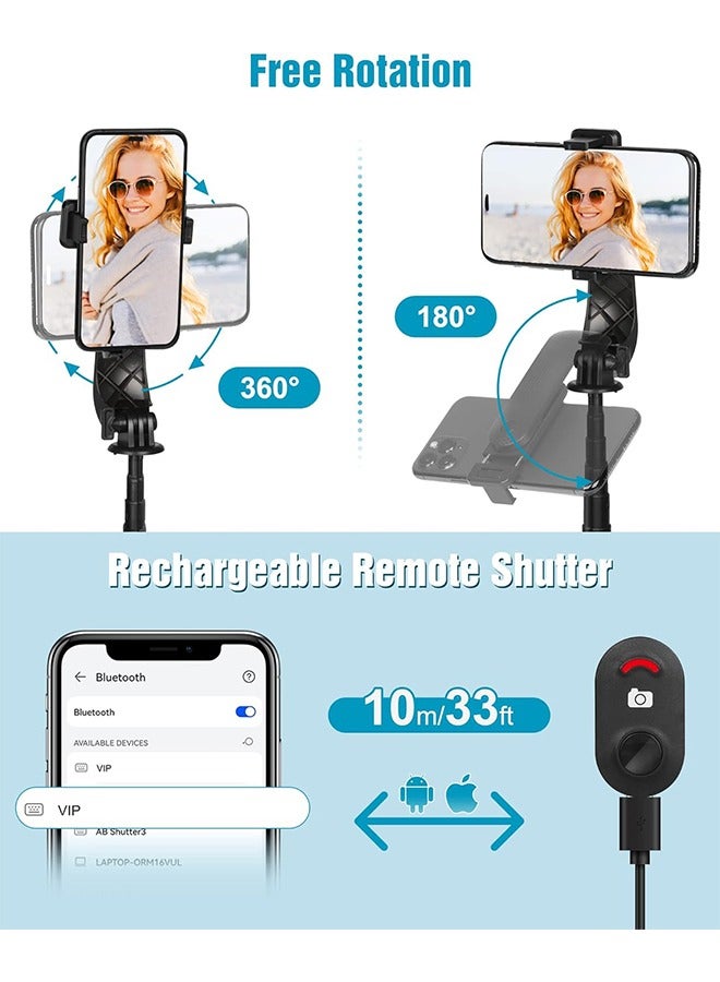 55"/140cm Tripod for iPhone, Compact Selfie Stick Tripod for Mobile, Extendable Phone Tripod Stand for Video Recording, Travel iPhone Tripod Stand with Remote  - Image 4