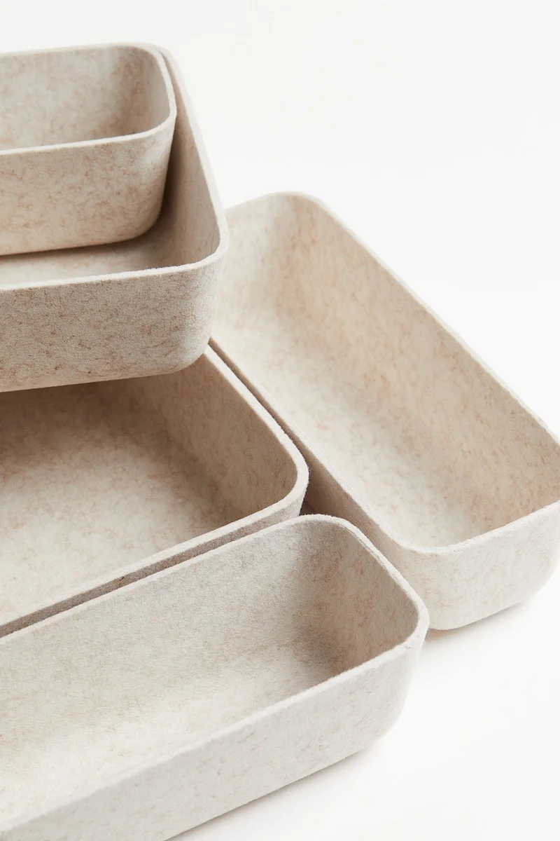 H&M 7-piece felted storage basket set