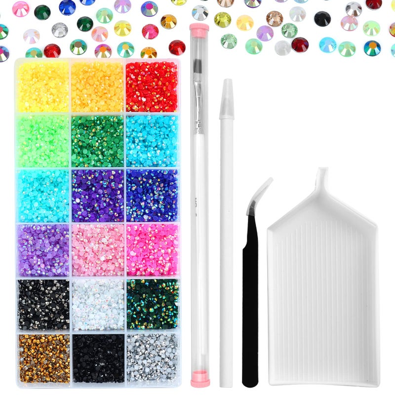 36000Pcs 3mm Jelly Rhinestones Kit Resin Mixed Color Rhinestones for Nail Clothes Shoes Tumblers Decoration Flat Back Round