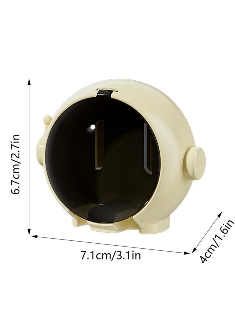 حامل فرشاة أسنان بدون حفر - منظم حائط للحمام، رف أكواب مقاوم للماء بشكل كرتوني للأطفال والكبار (قطعة واحدة، أبيض حليبي/وردي/أصفر) - Image 2