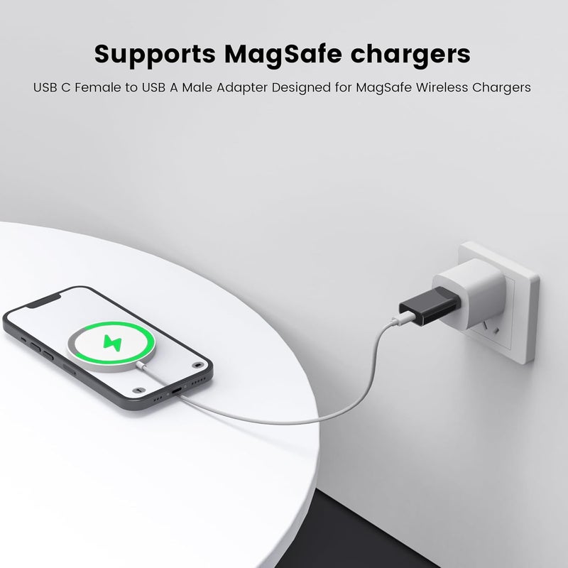MOSWAG USB to USB C Adapter, USB C Female to USB Male Adapter Compatible with Apple MagSafe Watch 9/8/7/SE/Ultra, for iPhone 15 14 13 12 Mini Pro Max,iPad,Galaxy Note,Pixel,CarPlay,Wall Plug - Image 5
