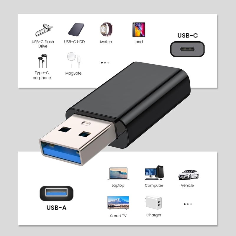 MOSWAG USB to USB C Adapter, USB C Female to USB Male Adapter Compatible with Apple MagSafe Watch 9/8/7/SE/Ultra, for iPhone 15 14 13 12 Mini Pro Max,iPad,Galaxy Note,Pixel,CarPlay,Wall Plug - Image 2