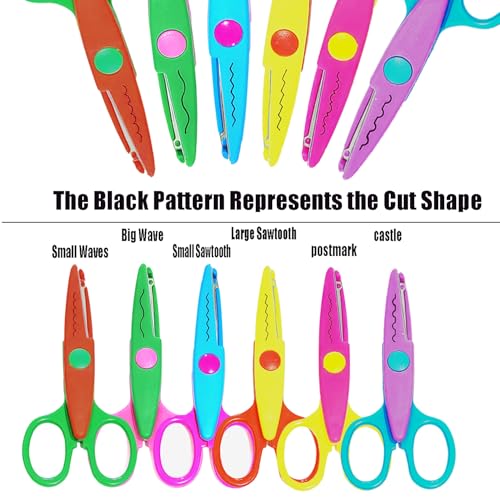 Erewa Paper Edge Scissors Set of 6 Different Patterns Craft Scissors for Teachers, Scrapbooking, Album, Kids, Arts - Image 5