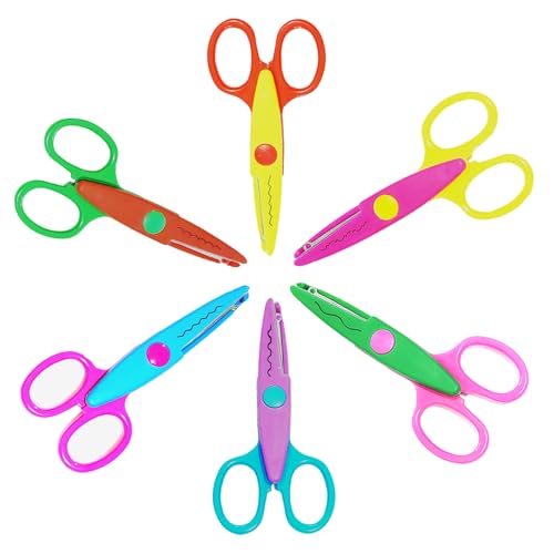 Erewa Paper Edge Scissors Set of 6 Different Patterns Craft Scissors for Teachers, Scrapbooking, Album, Kids, Arts - Image 1