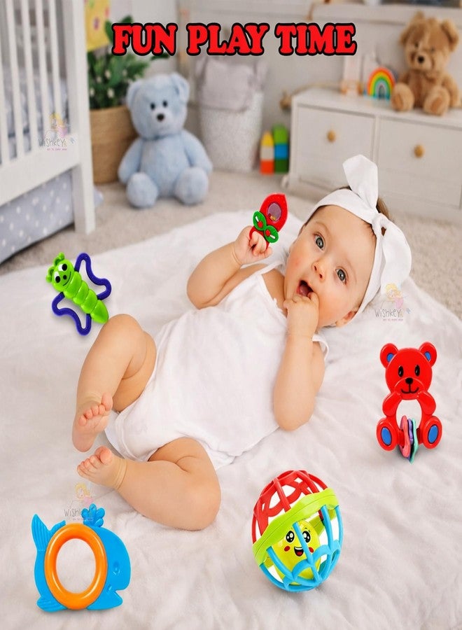WISHKEY Plastic Colorful Non Toxic BPA Free Shake & Grab Rattles and Soothing Teethers for Babies & Infants, Early Age Toys for Kids (Pack of 13, Multicolor) - Image 2