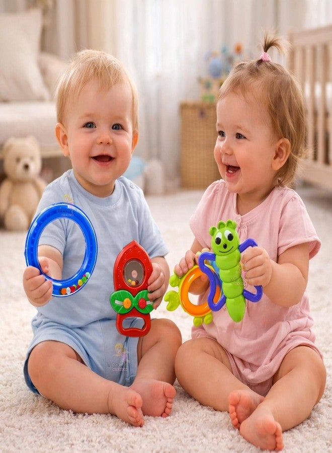 WISHKEY Plastic Colorful Non Toxic BPA Free Shake & Grab Rattles and Soothing Teethers for Babies & Infants, Early Age Toys for Kids (Pack of 13, Multicolor) - Image 3