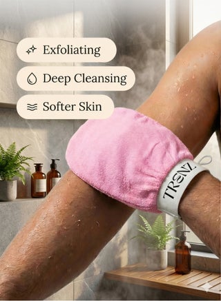 Exfoliating and cleansing loofah, viscose bath glove for a Moroccan bath at home - Pink - view 2