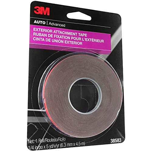 3M Exterior Attachment Tape, Ideal for Moldings, Emblems and Trim, 1/4 in width x 5 yards in length, 1 roll - Image 2