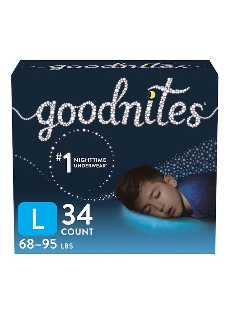 GoodNites - Nighttime Bedwetting Underwear Boys' L (68-95 lb.) 34 Count - Image 1