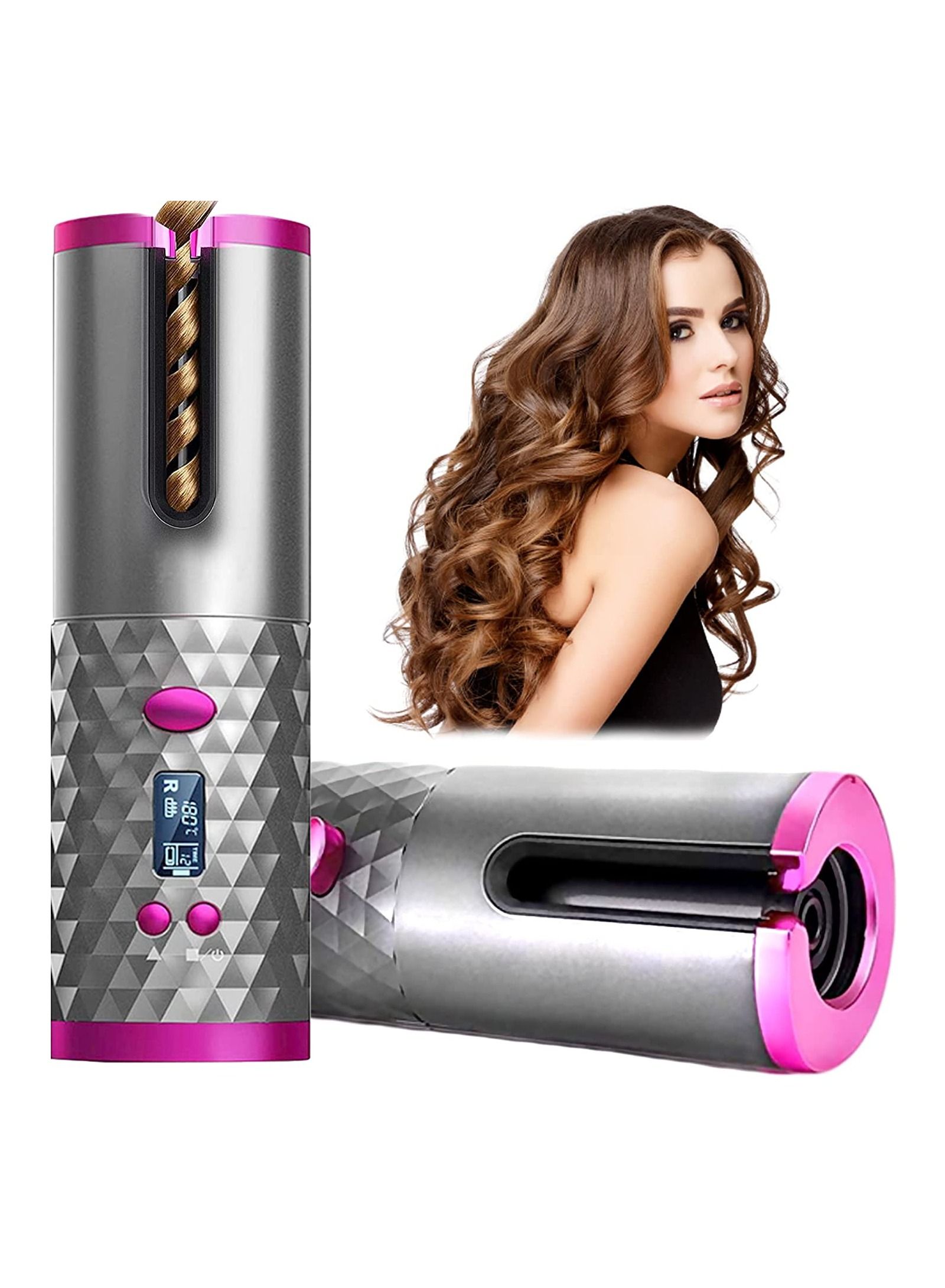 Wireless Portable Ceramic Hair Curler Auto Curling Iron Wand with LCD –  Aliver® Cosmetics