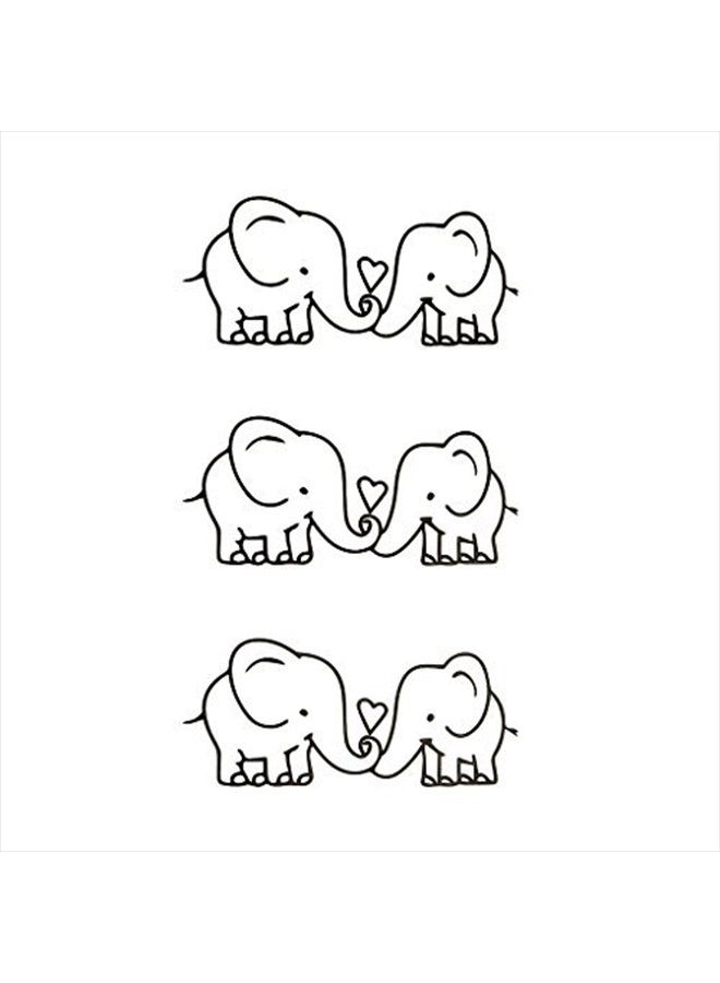 Oottati Small Cute Temporary Tattoo Two Couple Elephants (Set of 2) - Image 2