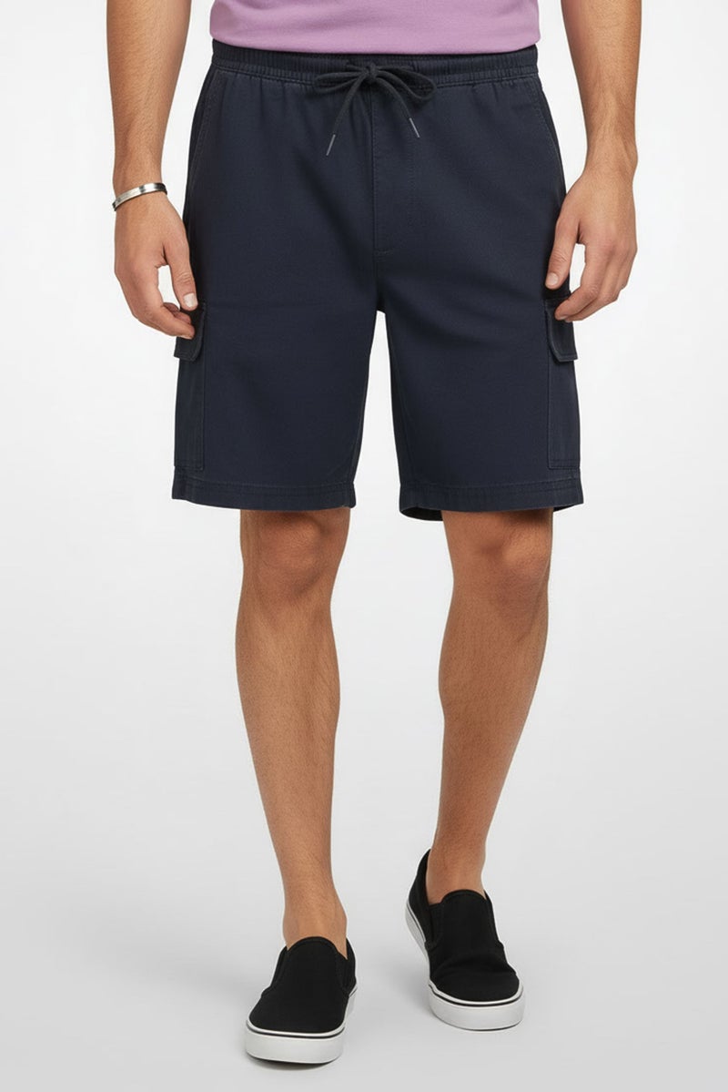 Threadbare Men Plain Cargo Shorts, Navy Blue - Image 1