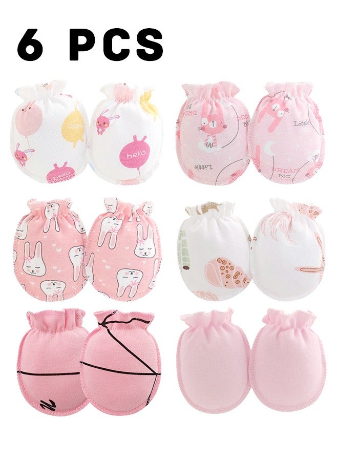 6 Pair Baby Anti Scratch Mittens for Newborn Boys Girls, Elasticity Adjustable Breathable Meshes No Scratching Gloves Mitts Mits, Suit 0-12 Months Boy And Girl  - Image 1