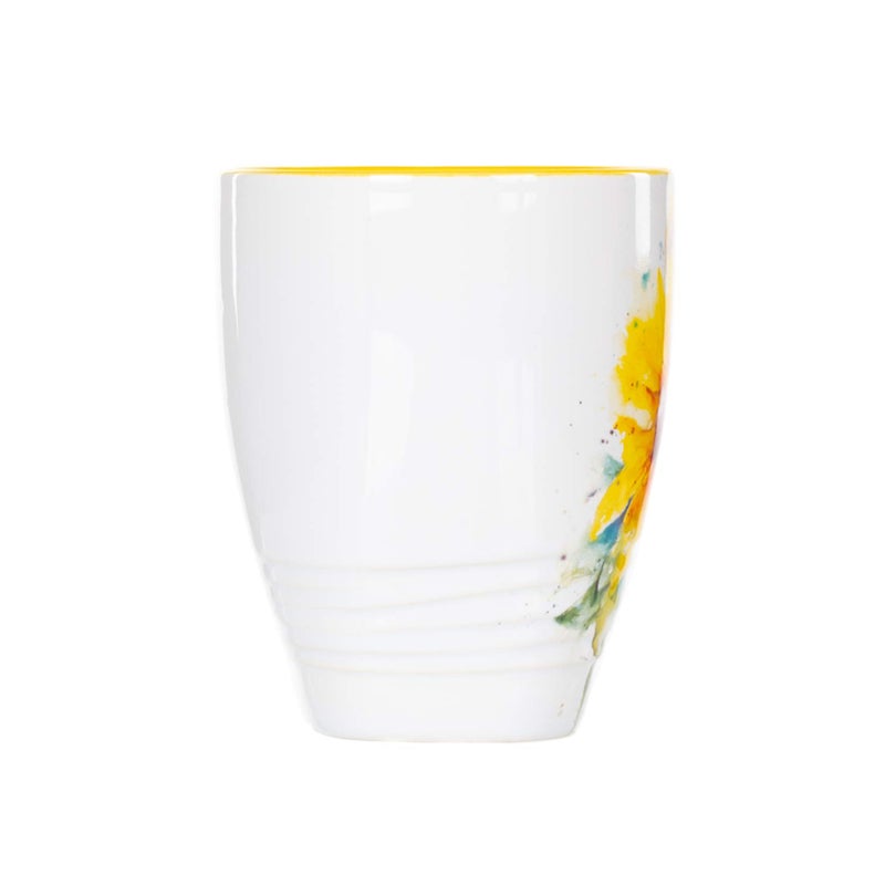 DEMDACO Dean Crouser Sunflower Watercolor Yellow On White 16 Ounce Glossy Stoneware Mug With Handle - Image 3