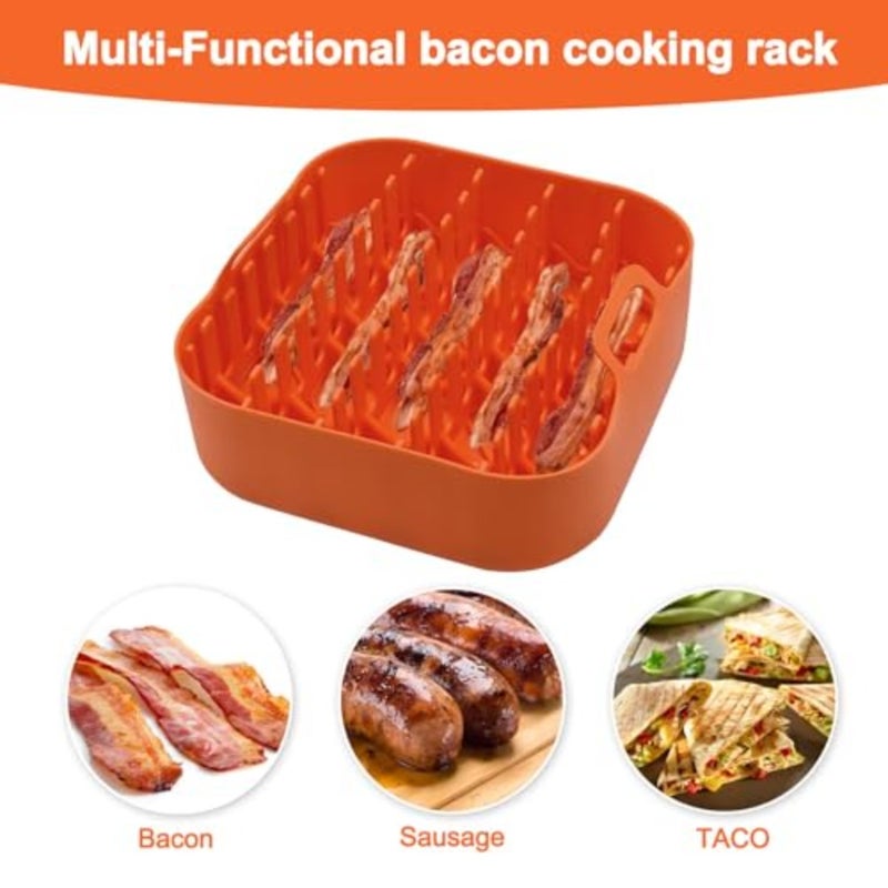 Microwave oven silicone bacon cooker tray, non-stick black silicone, grease-catching rack for bacon, sausage, pizza rolls in microwave, oven, air fryer - Image 4