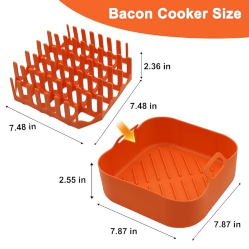 Microwave oven silicone bacon cooker tray, non-stick black silicone, grease-catching rack for bacon, sausage, pizza rolls in microwave, oven, air fryer - Image 5