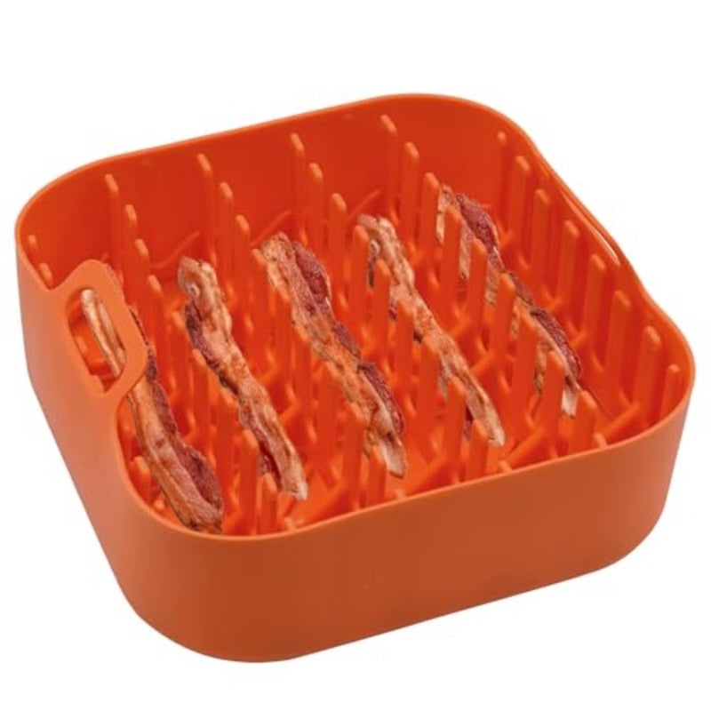 Microwave oven silicone bacon cooker tray, non-stick black silicone, grease-catching rack for bacon, sausage, pizza rolls in microwave, oven, air fryer - Image 1