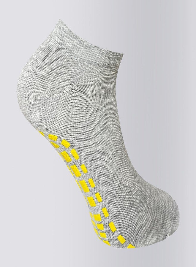 USOXO Women Cotton Anti Skid And Anti Slip Ankle Length Socks For Gym, Yoga, Jogging And Running| Grip Socks | Pack Of 3, Multicolour - Image 2