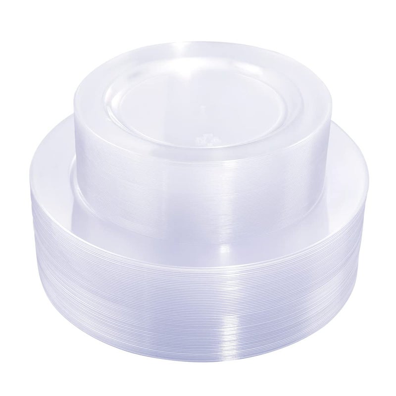 Liacere 120Pieces Clear Plastic Plates  Premium Clear Disposable Plates include 60Pieces 1025inch Dinner Plates  60Pieces 75inch Dessert Plates for Weddings  Parties