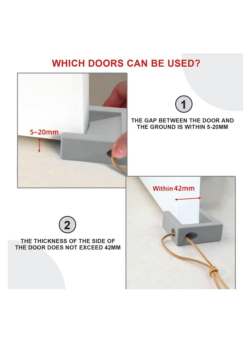 Adjustable Rubber Door Wedges 2 Pack Anti Slip Door Stops for Indoor Use Fits Gaps 5 to 20 cm No Damage Doorstoppers - Image 5