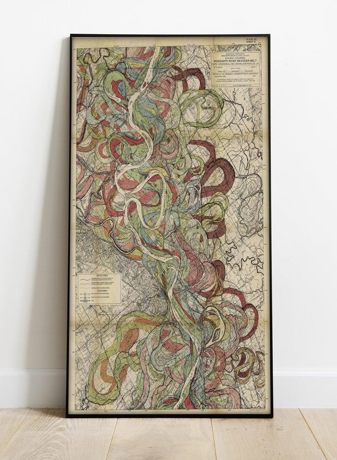 ArtCantHurtU Sheet 6-1944 Mississippi River Map - River House Decor Wall Art Gifts - Harold Fisk Ancient River Meander Alluvial Valley Poster Mississipi Mississ Missipi 23x33 inches Unframed. - Image 1