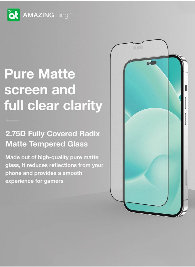 AMAZINGthing - Anti Glare Supreme iPhone 14 Pro MAX Tempered Glass Screen Protector (6.7 inch) with Dust Free Omni Technology and Easy Install Tray - (MATTE 2.75D) - Image 1
