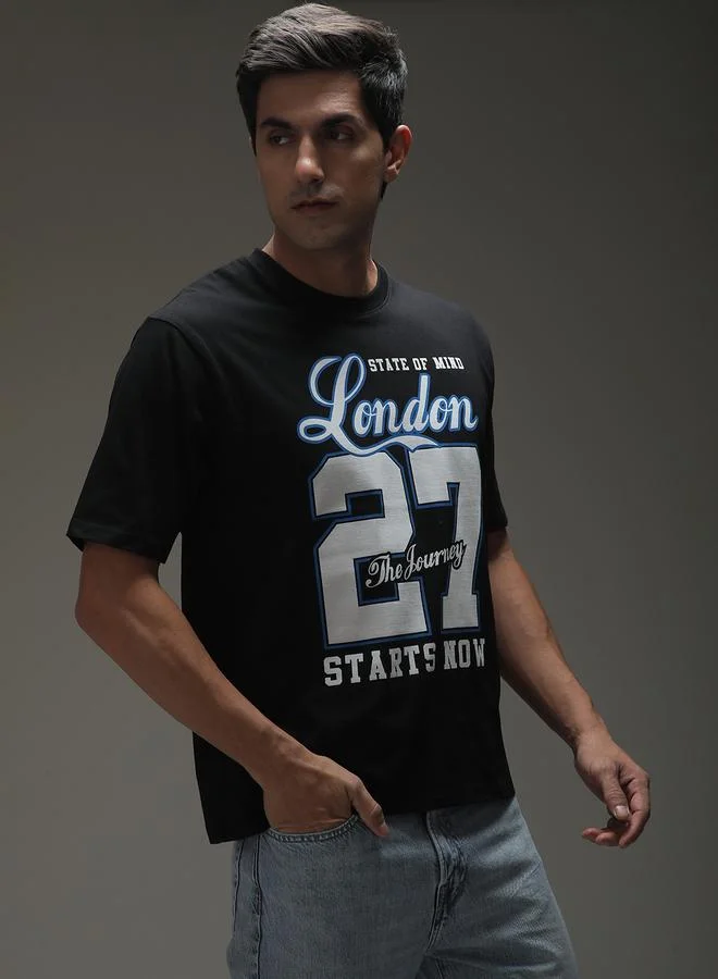 Dillinger Men Oversized Short Sleeve Printed T-Shirt