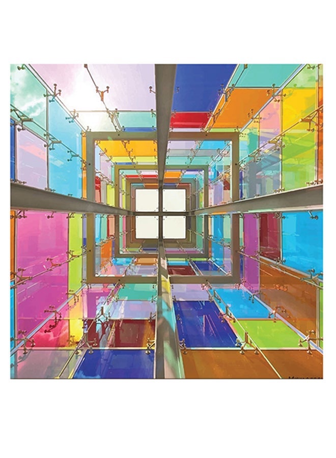 RYN Colourful Themed Wall Art Blue/Pink/Yellow 30x30cm - Image 1