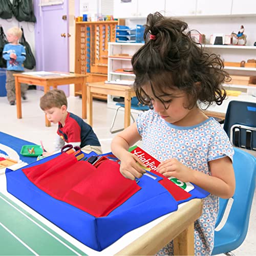 AUVCAS School Seat Chair with Storage Pocket Organizer, Label Slot, Multiple Pockets for School, Home, Classroom, Preschool, Daycare (Red+Blue) - Image 3