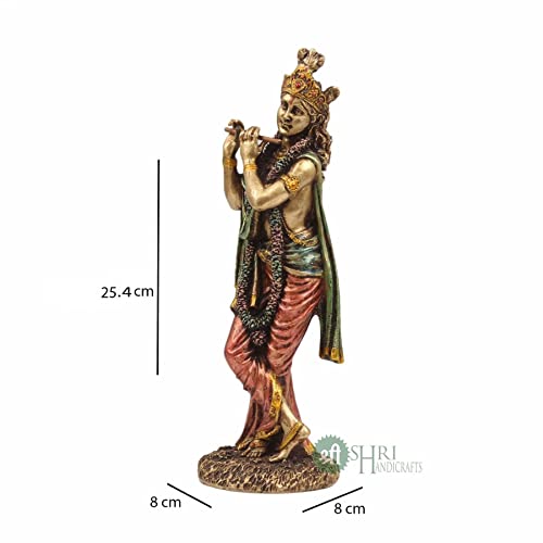 INDICAST Cold Cast Resin Krishna Showpiece Antique Decor Thakur ji for Gifting Purpose (10 Inches, Metal Finish) - Image 5