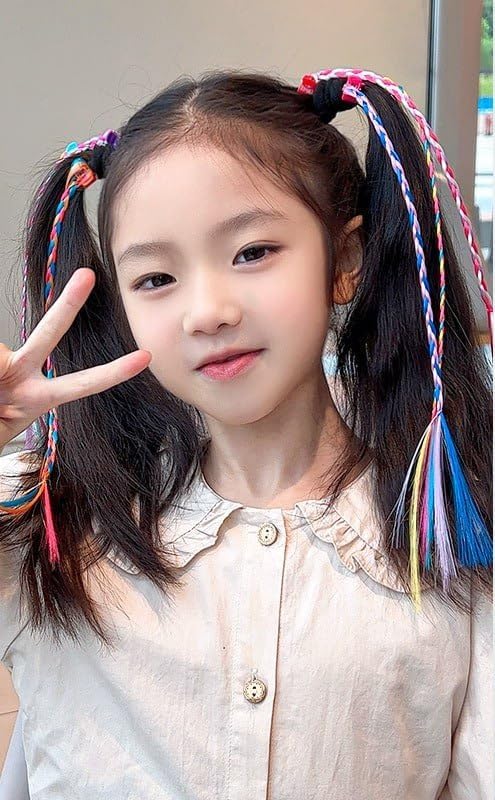 MVM Enterprise Colorful Braid Extensions Hair Band Braids Extensions with Rubber Bands Bows Color Hair String Wrap Braided Hair Band Vibrant Braid Extensions Pack Of 2 pcs - Image 2