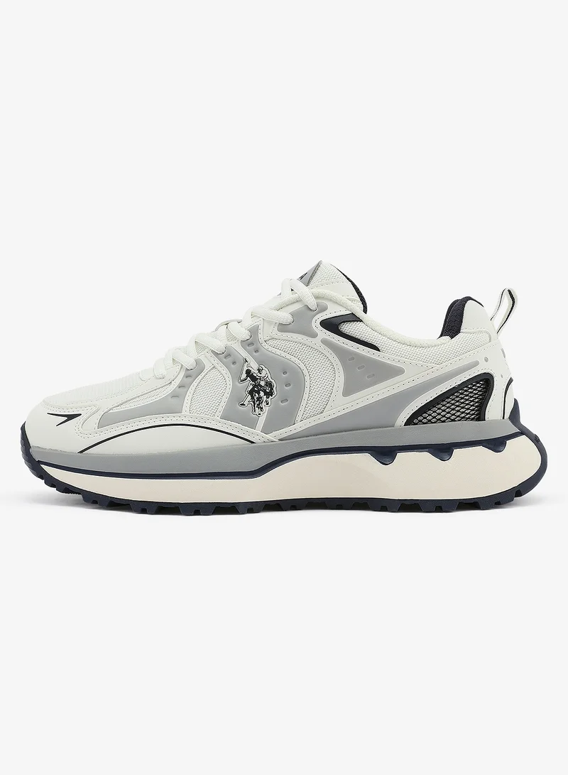 U.S. Polo Assn. Men's White Sneakers with Bold Side Logo Shoes - Sporty Design Shoes for Effortless Everyday Styling