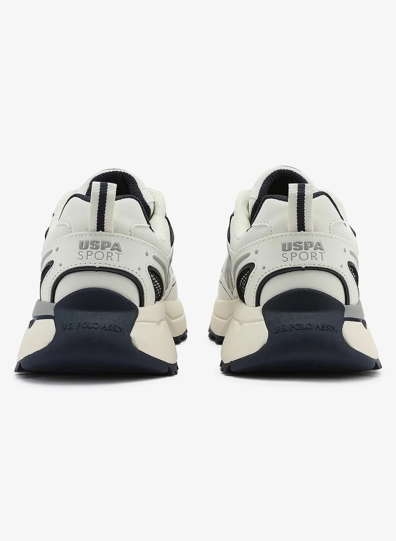 U.S. Polo Assn. Men's White Sneakers with Bold Side Logo Shoes - Sporty Design Shoes for Effortless Everyday Styling