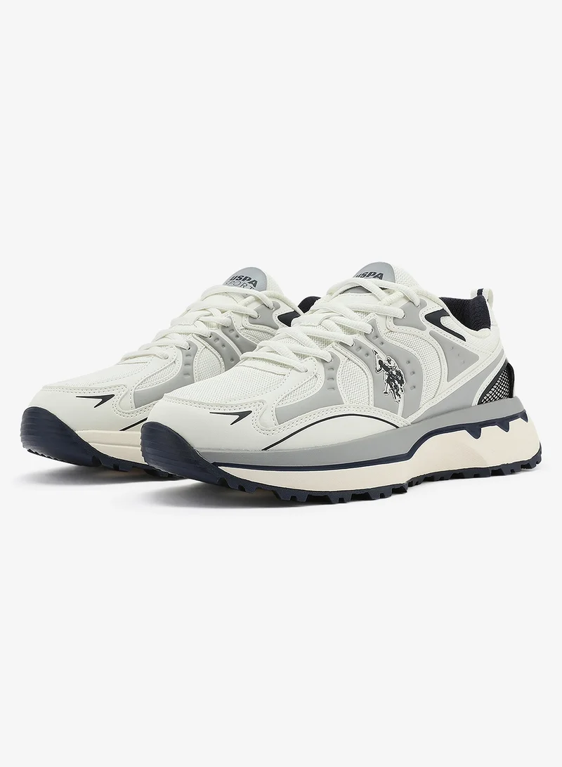 U.S. Polo Assn. Men's White Sneakers with Bold Side Logo Shoes - Sporty Design Shoes for Effortless Everyday Styling