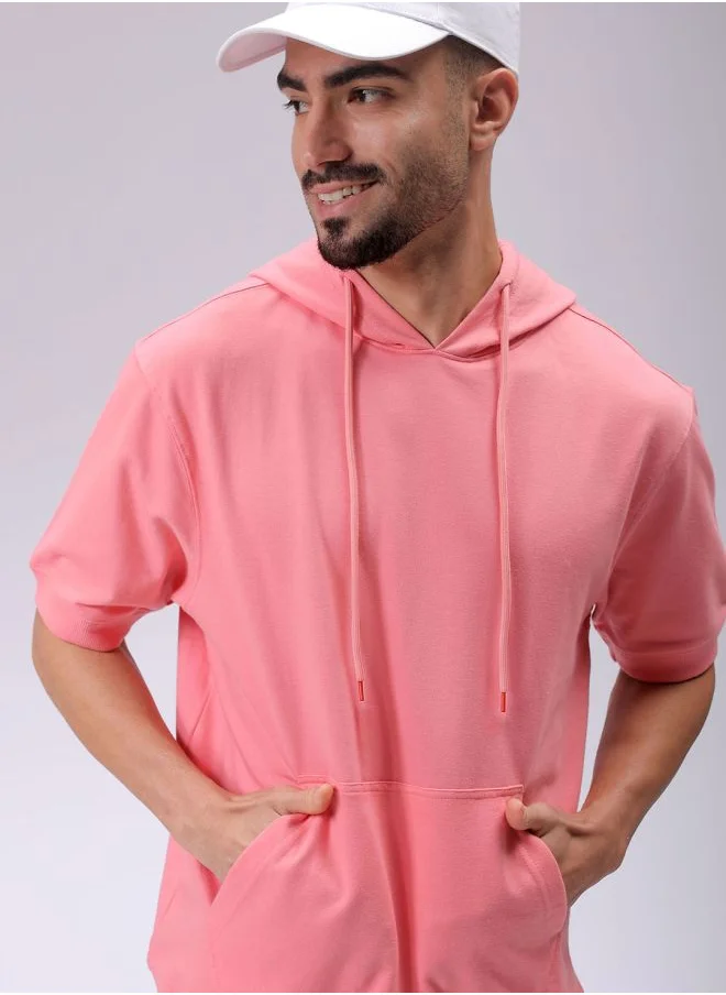 شركة المرآب الهندية Men Oversized Solid Overhead Hooded Sweatshirt