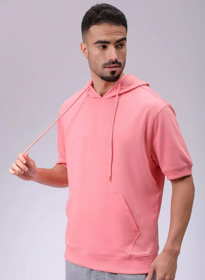 The Indian Garage Co Men Oversized Solid Overhead Hooded Sweatshirt