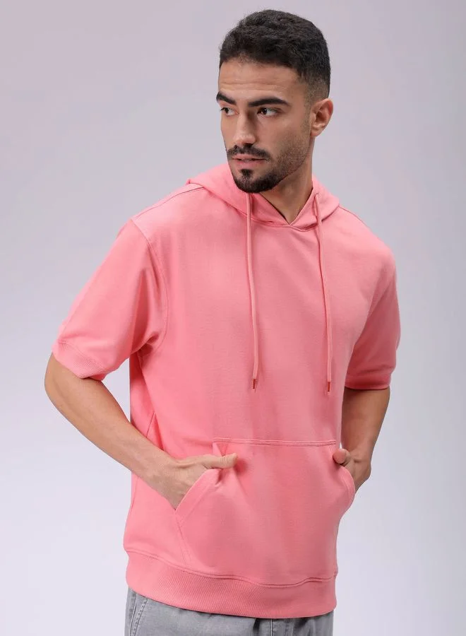 The Indian Garage Co Men Oversized Solid Overhead Hooded Sweatshirt