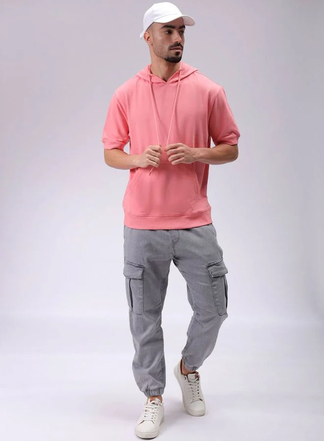 The Indian Garage Co Men Oversized Solid Overhead Hooded Sweatshirt