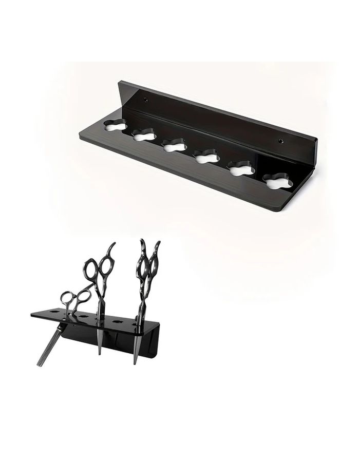 1pc Black Acrylic 6 Slot Wall Mounted Scissors Holder Rack with Screws Heavy Duty Transparent Organizer for Barber Shops Home Office Space Saving Vertical Design Durable Construction Compatible With Scissors Combs Clips Ideal For Salon - Image 5