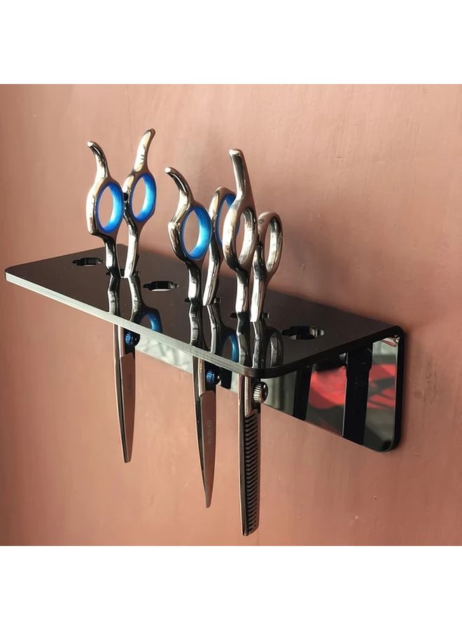 1pc Black Acrylic 6 Slot Wall Mounted Scissors Holder Rack with Screws Heavy Duty Transparent Organizer for Barber Shops Home Office Space Saving Vertical Design Durable Construction Compatible With Scissors Combs Clips Ideal For Salon - Image 3
