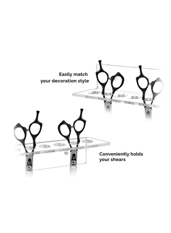 1pc Black Acrylic 6 Slot Wall Mounted Scissors Holder Rack with Screws Heavy Duty Transparent Organizer for Barber Shops Home Office Space Saving Vertical Design Durable Construction Compatible With Scissors Combs Clips Ideal For Salon - Image 2