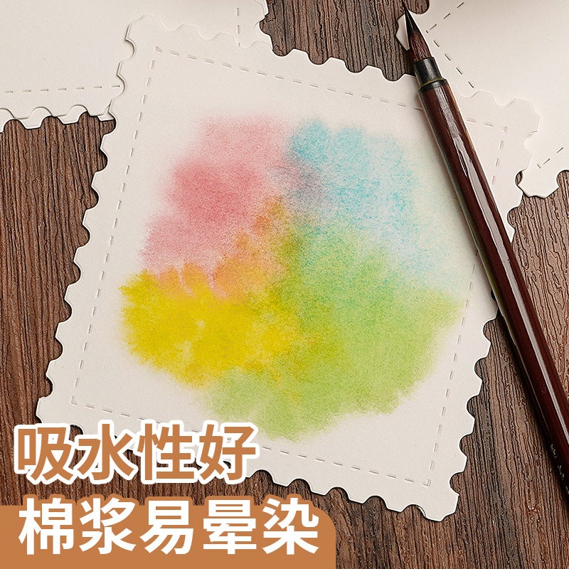 Stamp Blank Drawing Paper Postcard Creative Card Bookmark 300G Cotton Pulp Fine Lines Hand-Painted Special-Shaped Ticket Stub Watercolor Paper - Image 4