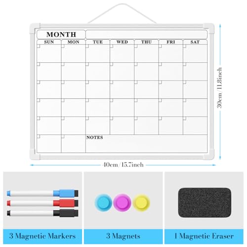 OFIFO® Magnetic Double Sided Whiteboard 12x16 Inches Weekly Planner & to-Do List Board, Dry Erase Reusable Memo Board with Markers, Magnets & Eraser for Home Office - Image 2