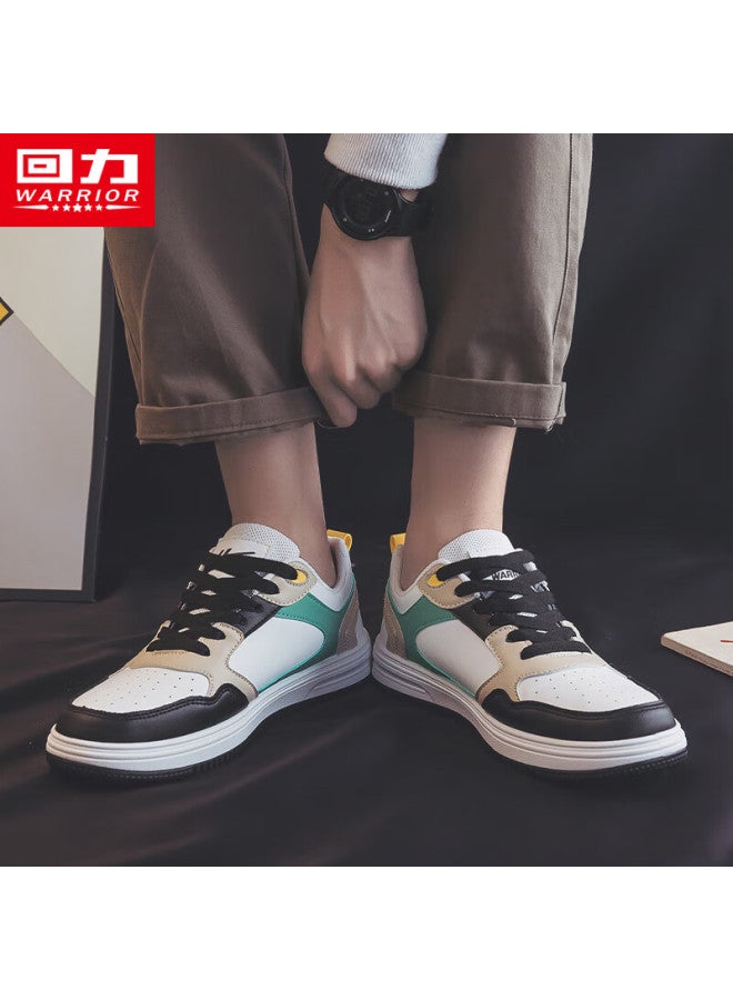 Pull Back Huili Men's Sneakers, Men's Winter New Thick-soled Versatile Shoes, White And Green, Size 42 - Image 1
