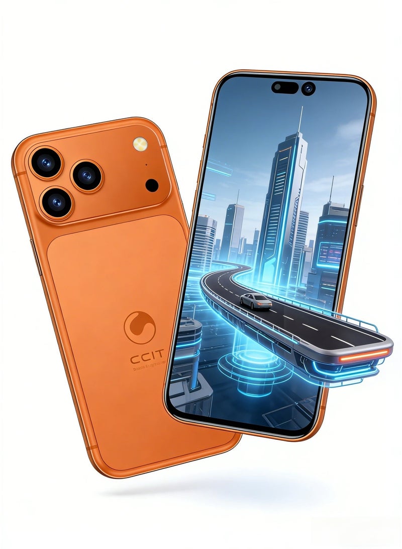 CCIT M17 Pro Max Smartphone 7.2-inch Full HD Super LCD 16GB RAM (8+8) 512GB ROM Android 15 4G Dual SIM High Capacity 6000mAh Battery - Orange - Image 2